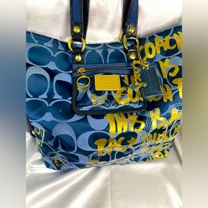 Coach Denim and Gold Satchel